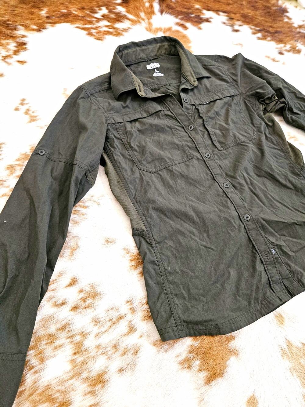 REI Co-op Sahara Hiking Shirt Olive Green Convertible Button Up Women's Size S